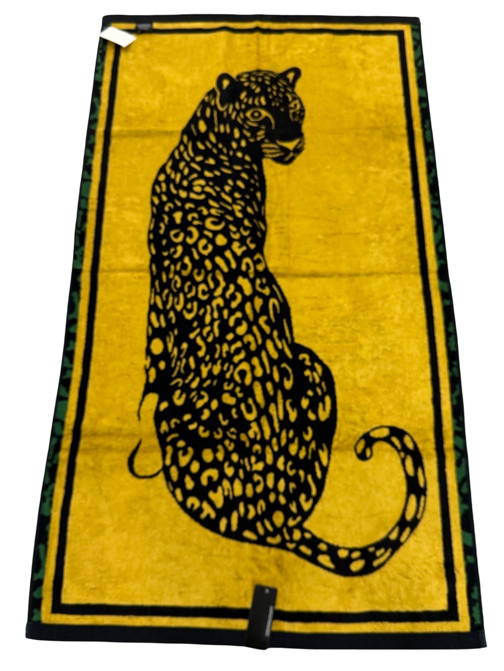 bebe NWT Beautiful Plush Gold, Black & Green Leopard Print 3pc Towel Set